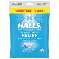 Halls Cough & Throat Relief, Sugar Free, Mountain Menthol Flavor, Economy Pack - 70 Each