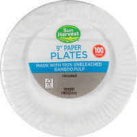 Sun Harvest Paper Plates, 9 Inch - 100 Each