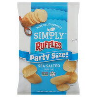 Ruffles Potato Chips, Sea Salted, Party Size - 13 Ounce