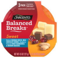 Sargento Balanced Breaks, Sweet, Cheddar Cheese/Milk Chocolate Chunks/Dried Cranberries & Graham Crackers, 3 Pack, 3 Each