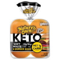 Nature's Own Burger Buns, Soft White, Keto, Life - 8 Each