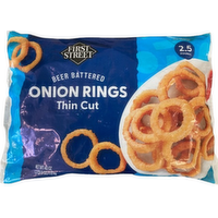 First Street Beer Battered Thin Cut Onion Rings - 2.5 Pound