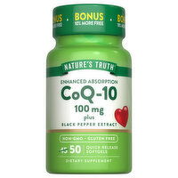 Nature's Truth CoQ-10, Enhanced Absorption, 100 mg, Softgels - 50 Each