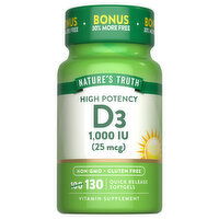 Nature's Truth Softgels High Potency 25 mcg D3 - 130 Each
