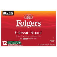 Folgers Coffee, Medium, Classic Roast, K-Cup Pods - 10 Each