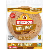 Mission Tortillas Wraps, Whole Wheat, Original