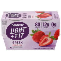 Dannon Yogurt, Greek, Fat Free, Strawberry - 4 Each