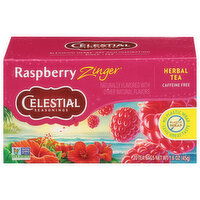 Celestial Seasonings Herbal Tea, Caffeine Free, Raspberry Zinger, Tea Bags - 20 Each
