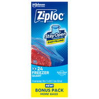 Ziploc Seal Top Bags, Freezer, Quart, Bonus Pack - 24 Each