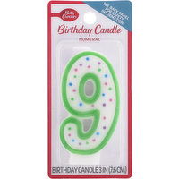 Betty Crocker Birthday Candle, Numeral 9, 3 Inch - 1 Each