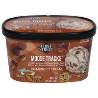 First Street Ice Cream, Premium, Moose Tracks, 48 Fluid ounce