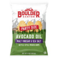 Boulder Canyon Potato Chips, Malt Vinegar & Sea Salt, Kettle Style, Party Size, 10 Ounce