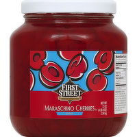 First Street Cherries, Maraschino, Halves, 72 Ounce