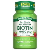Nature's Truth Fast Dissolve Tablets Maximum Natural Berry Flavor 10000 mcg Biotin - 120 Each