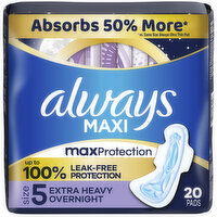 Always Maxi Overnight Pads with Wings, Size 5 - 20 Each