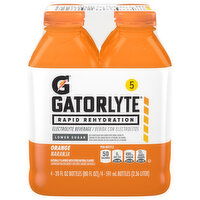 Gatorlyte Electrolyte Beverage, Lower Sugar, Orange, 4 Each