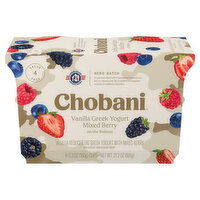 Chobani Yogurt, Reduced Fat, Greek, Vanilla, Mixed Berry on the Bottom, Value 4 Pack - 4 Each