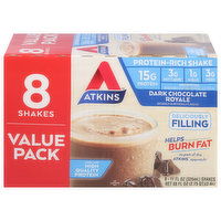 Atkins Protein-Rich Shake, Dark Chocolate Royale, Value Pack - 8 Each