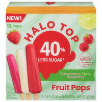 Halo Top Fruit Pops, Strawberry, Lime, Raspberry, 40% Less Sugar - 12 Each