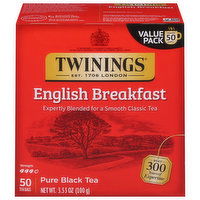 Twinings Black Tea, Pure, English Breakfast, Value Pack - 50 Each