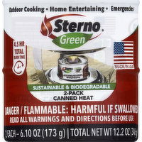 Canned heat, Sterno Green, 2 Pack - 2 Each