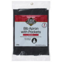 First Street Bib Apron, Black, 1 Each