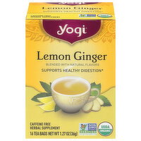 Yogi Herbal Supplement, Lemon Ginger, Caffeine Free, Tea Bags