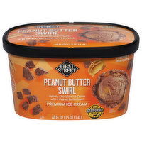 First Street Ice Cream, Premium, Peanut Butter Swirl - 48 Fluid ounce