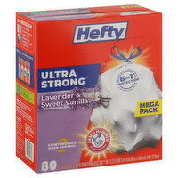 Hefty Tall Kitchen Bags, Drawstring, Lavender & Sweet Vanilla, 13 Gallon, Mega Pack, 80 Each