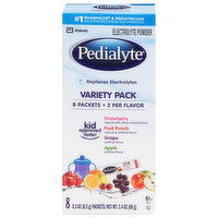 Pedialyte Electrolyte Powder, Variety Pack - 8 Each