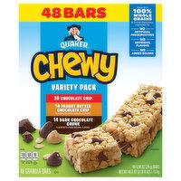 Quaker Granola Bars, Chocolate Chip/Peanut Butter Chocolate Chip/Dark Chocolate Chunk, Variety Pack, 48 Pack - 48 Each