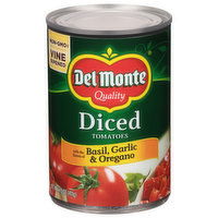 Del Monte Tomatoes, Diced, Basil, Garlic & Oregano - 14.5 Ounce