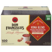 Don Francisco's Coffee, Medium Roast, Kona Blend, Single Serve Pods, 100 Each