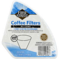 First Street Coffee Filters, No. 4 Cone, 200 Each