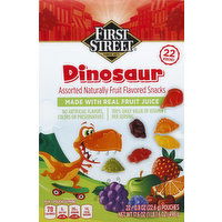 First Street Fruit Flavored Snacks, Dinosaur, Assorted - 22 Each