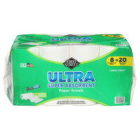 First Street Paper Towels, Multi Size, Super Absorbent, Ultra, Double Plus Roll, Two-Ply, 641.9 Square foot