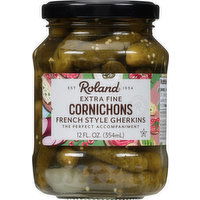 Roland Pickles, Cornichons, French Style Gherkins, Extra Fine - 12 Fluid ounce