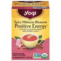 Yogi Herbal Supplement, Positive Energy, Spicy Hibiscus Blossom, Tea Bags, 16 Each