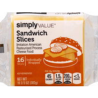 Simply Value Cheese, Sandwich Slices - 16 Each