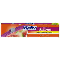 Hefty Slider Bags, Storage, Jumbo, 2.5 Gallon, 12 Each