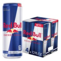 Red Bull Energy Drink, 114mg Caffeine, 12 fl oz - 4 Each