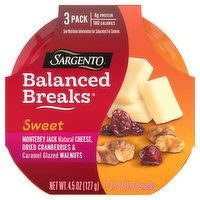 Sargento Balanced Breaks, Sweet, Monterey Jack Cheese/Dried Cranberries & Walnuts, 3 Pack