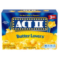 Act II Butter Lovers Microwave Popcorn - 3 Each