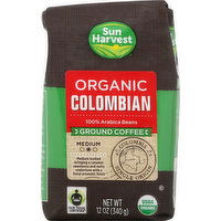 Sun Harvest Coffee, Organic, Ground, Medium, Colombian - 12 Ounce