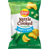 Lay's Potato Chips, Jalapeno Flavored, Kettle Cooked, Party Size - 12.5 Ounce