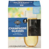 First Street Champagne Glasses, Plastic, 10 Fluid Ounce - 4 Each