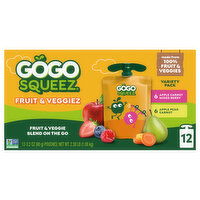 GoGo Squeez Apple Carrot Mixed Berry/Apple Pear Carrot Fruit & Veggiez Variety Pack - 12 Each