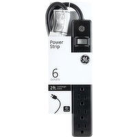 Power Strip 6 Outlet 2ft Cord Black, 1 Each