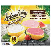 Island Way Lemonade Collection Classic Lemonade/Watermelon Lemonade/Strawberry Lemonade Sorbet with a Touch of Cream - 10 Each
