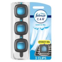 Febreze Car Air Freshener Odor-Fighting Automotive Vent Clip Linen & Sky, 3ct, 0.195 Fluid ounce